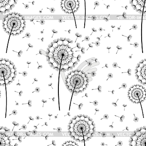 Seamless pattern with dandelions fluff - vector image