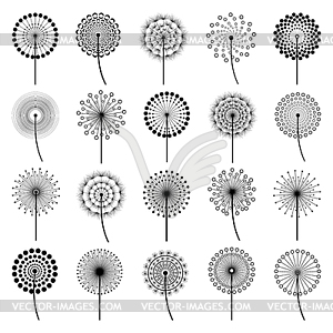 Set of stylized flowers dandelions - vector clip art