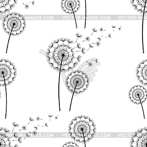 Seamless pattern background with dandelions fluff - vector clipart / vector image