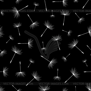 Seamless pattern black with dandelion fluff - vector image