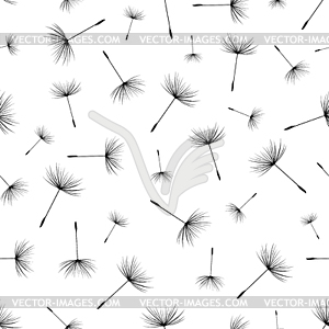 Seamless pattern with dandelion fluff silhouette - vector clipart