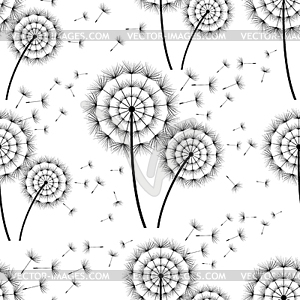 Seamless background with stylized dandelions - vector clipart