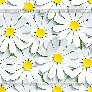 Modern seamless pattern with white chamomile - vector clip art