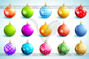 Set of bright glowing Christmas balls - vector clipart