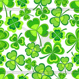 Background seamless pattern with green shamrock - vector image