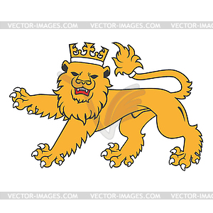 Golden regal heraldic lion - vector clip art