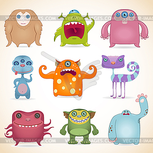 Cartoon monsters set - vector image