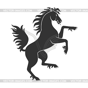 Black Rearing Horse - vector image