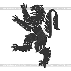 Black Attacking Lion - vector clip art