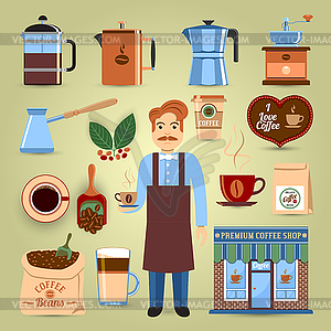 Set Of Coffee Icons - vector clipart