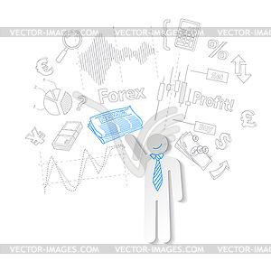 Forex trader and news symbol stock trading, - vector image