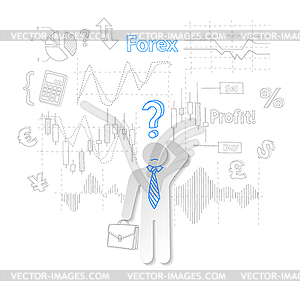 Forex trader and question symbol stock trading - vector clipart