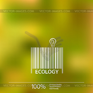 Ecology barcode symbol on blurry background design - vector clip art
