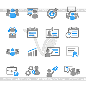 Business training education icons - color vector clipart