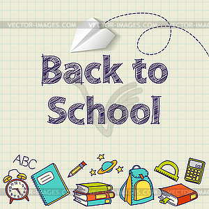 Back to school text end doodle - vector clip art