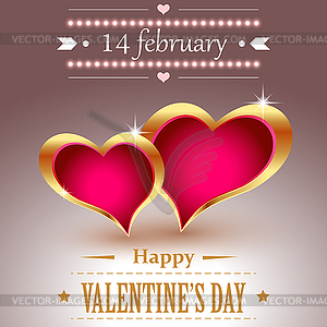 Hearts in golden frames - vector image