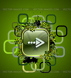 Square web button with arrow - vector clipart