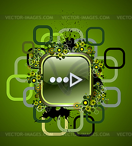 Square web button with arrow - vector clipart