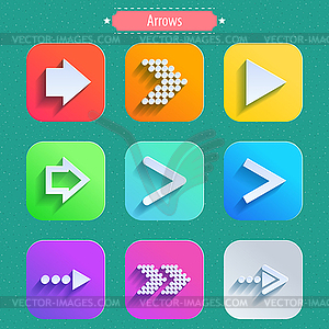Set arrow icons, flat UI design trend - vector clipart