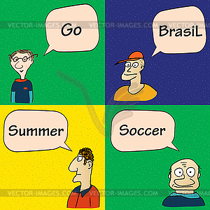 Guys talking about soccer in Brasil - vector image