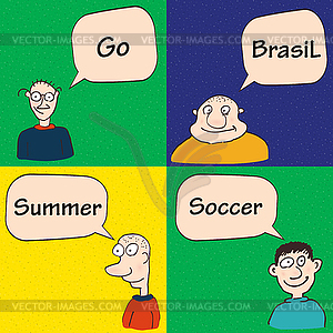 Guys talking about soccer in Brasil - vector clipart / vector image