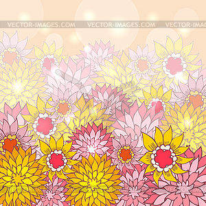 Floral background with hand-drawn flowers - vector clip art