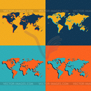 Color World Maps. Flat style.  - vector clipart