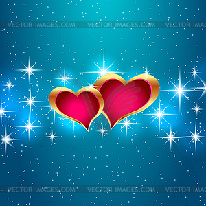 Любовь фон звезды красивые яркие сердца. eps10 - изображение в формате EPS