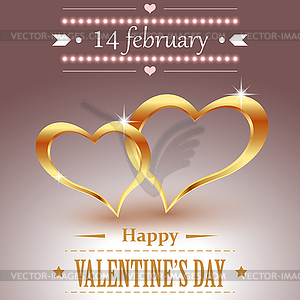 Gold metal heart for Valentine s day. Beautiful - vector clipart