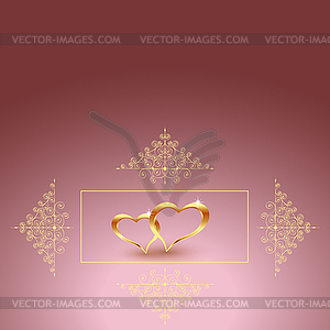 Gold metal heart for Valentine s day. Beautiful - vector clip art