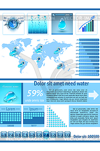 Save Water infographics. Information Graphics - royalty-free vector clipart