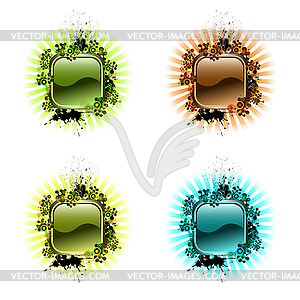 Hi-tech button and rays - vector clipart