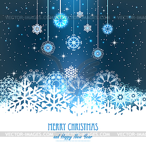 Abstract Christmas Background. Snowflakes, night sky - vector image