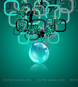 Concept with rectangles and sphere. Grunge - vector clipart