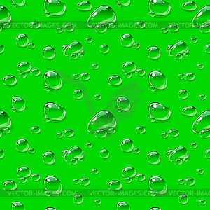 Seamless pattern. Dew drops on green background - vector image