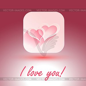 I Love You stylish design. hearts with shadows for - vector image