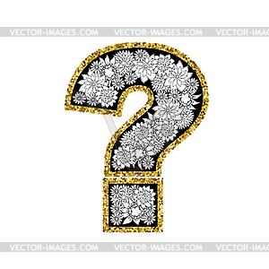 Alphabet design. Figure question mark. Gold - stock vector clipart