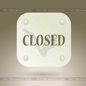 Закрытый знак в витрине магазина - изображение в векторном формате