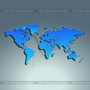 World map blue color. Flat design - vector image