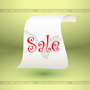Белый рулон бумаги вертикальный для продажи дизайн фона - векторный клипарт EPS