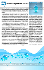 Water Saving and Conservation Template - vector image