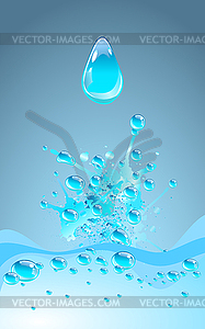 Blue water splash, - vector clipart