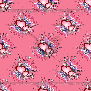 Seamless background pattern. Set of grunge hearts - stock vector clipart