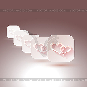 Hearts with shadows for designs of wedding, - vector clipart