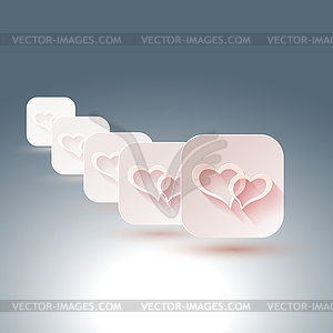 Hearts with shadows for designs of wedding, - vector clip art