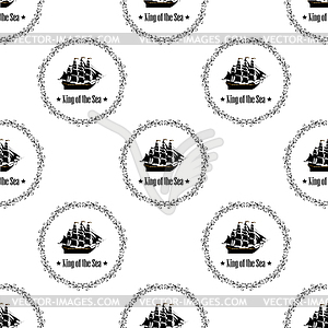 Sign of King of Sea. Seamless pattern - vector clipart