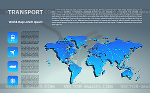 Карта мира с различными марками и транспорта. Desig - векторный эскиз