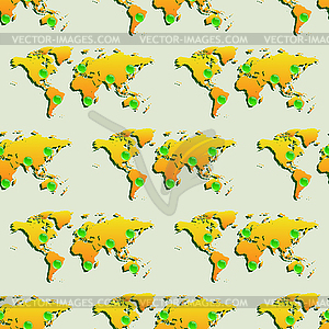 Seamless wallpaper with world map - vector image