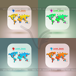 Set of map icons for application on soft background - vector image