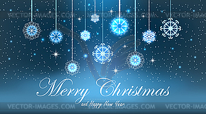 Abstract Christmas Background. Snowflakes, night sky - vector image